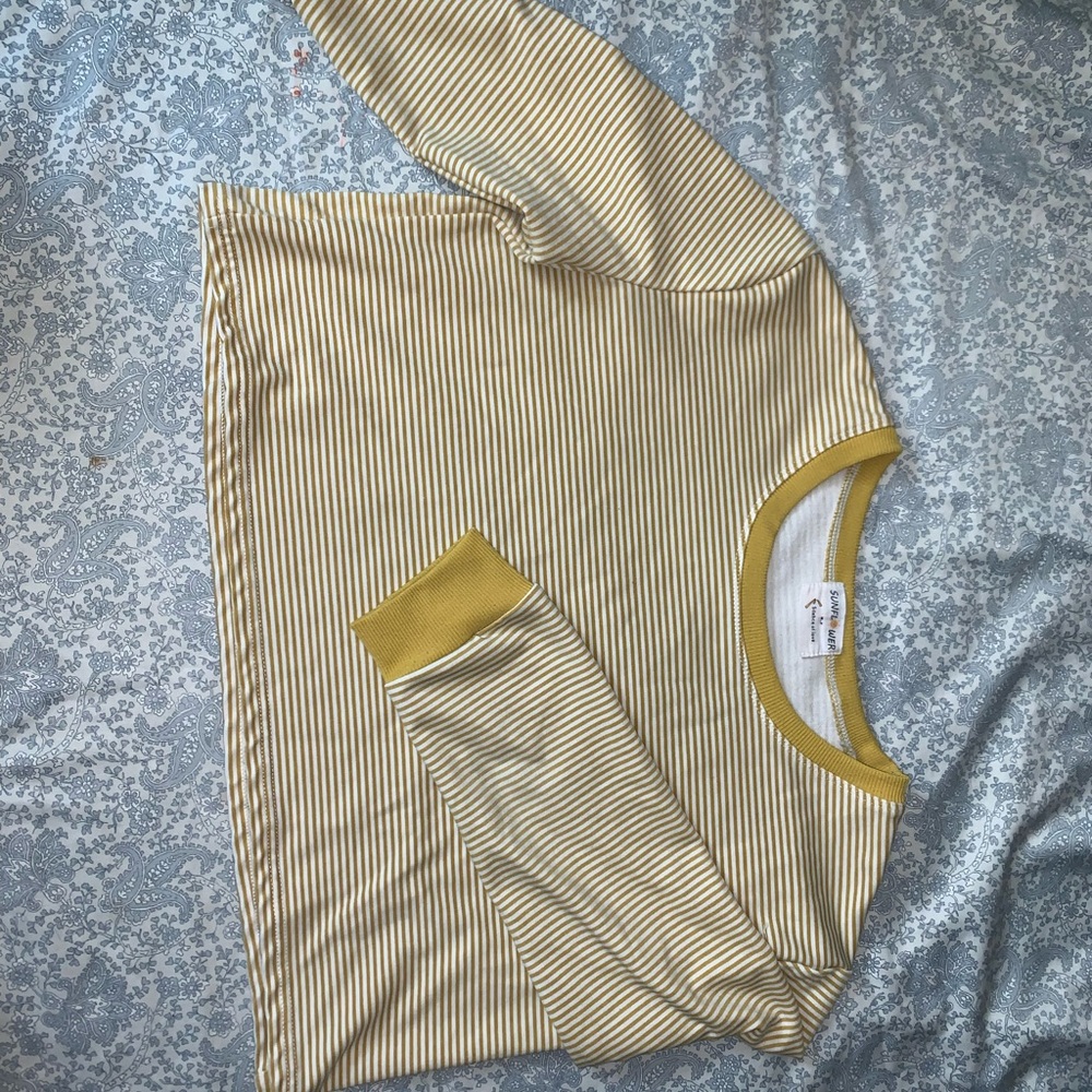 Yellow and white stripped crop sweater Sz. M